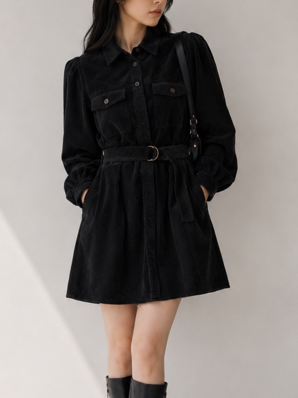 Black Belted Shirt Dress & other stories XS S